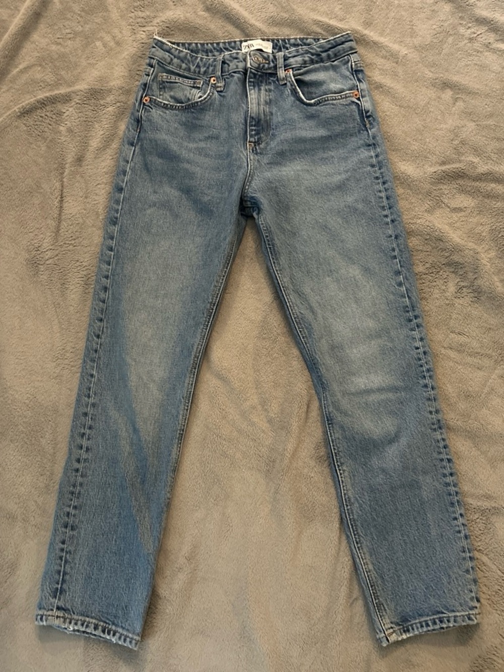 Zara Light Blue Denim Jeans with Branded Button